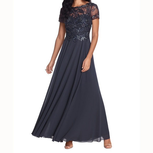Xscape | Beaded Detail Bodice Fit and Flare Gown - Picture 1 of 11